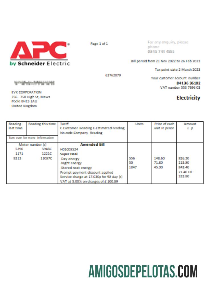 Projeto de lei comercial de serviços públicos de eletricidade da APC, SCR amostra